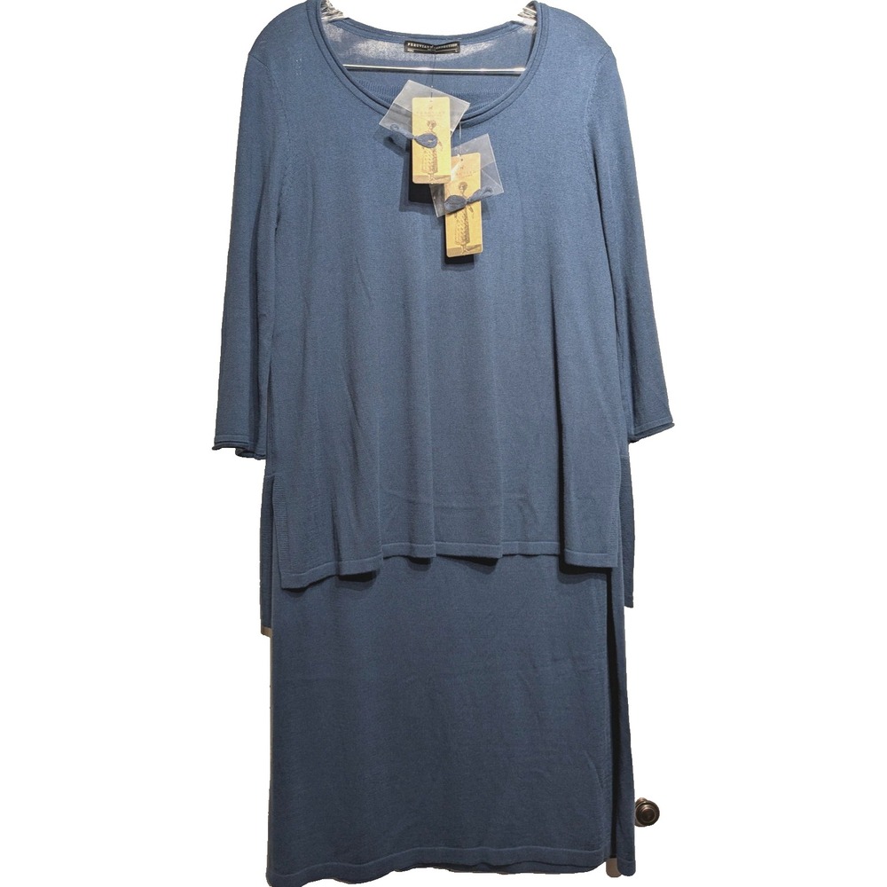 Peruvian Connection Skirt Set Womens L Top XL Blue Mar Lauren Pima 2 Piece NWT